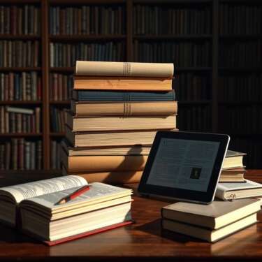 Digitale und analoge Medien auf einem Tisch