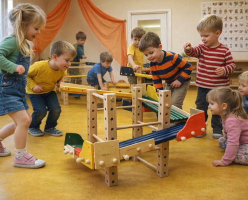 Die Tourmello_Spiele und die breiten Möglichkeiten zur Sprachförderung und Feinmotorikförderung sind im offenen oder geleiteten Spiel direkt erfahrbar.