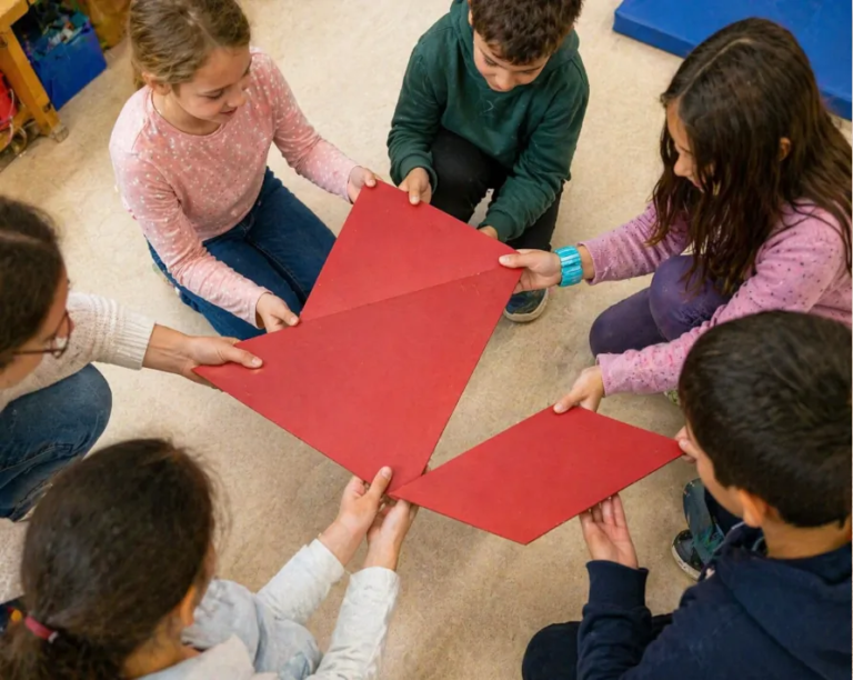 spielend erleben tangram schulklasse indoor